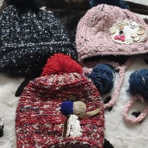 Combo of three woolen caps